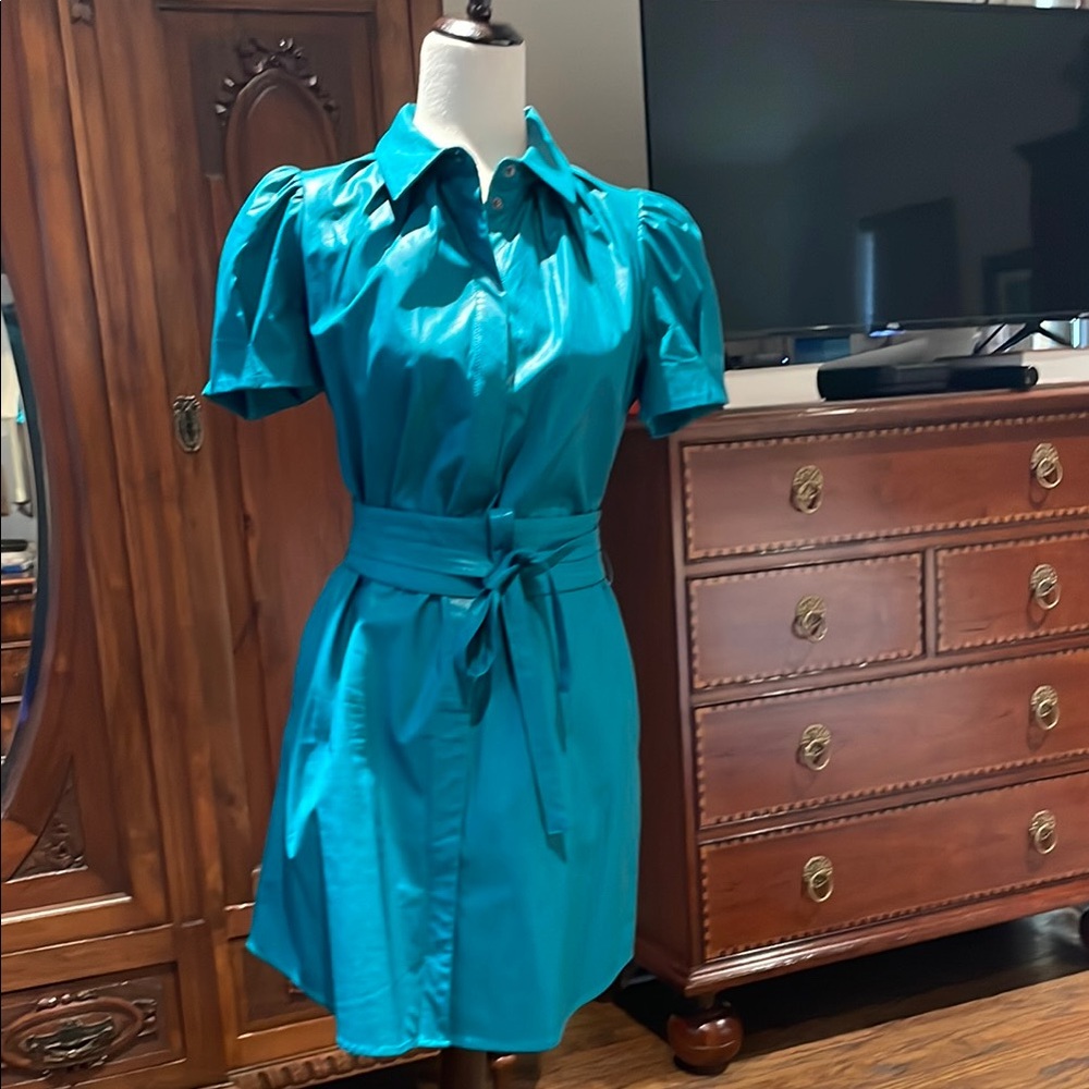 Elegant Teal Shirt Dress